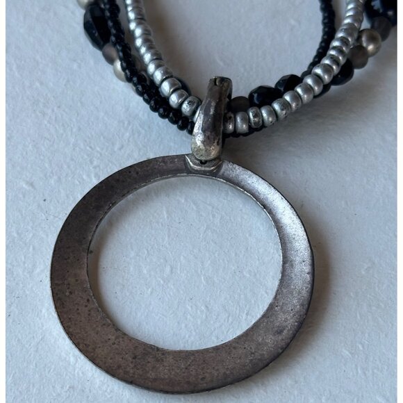 Women's Unbranded Black & Silver Fashion Jewelry Necklace Adjustable 12.5 Inch - Picture 5 of 9